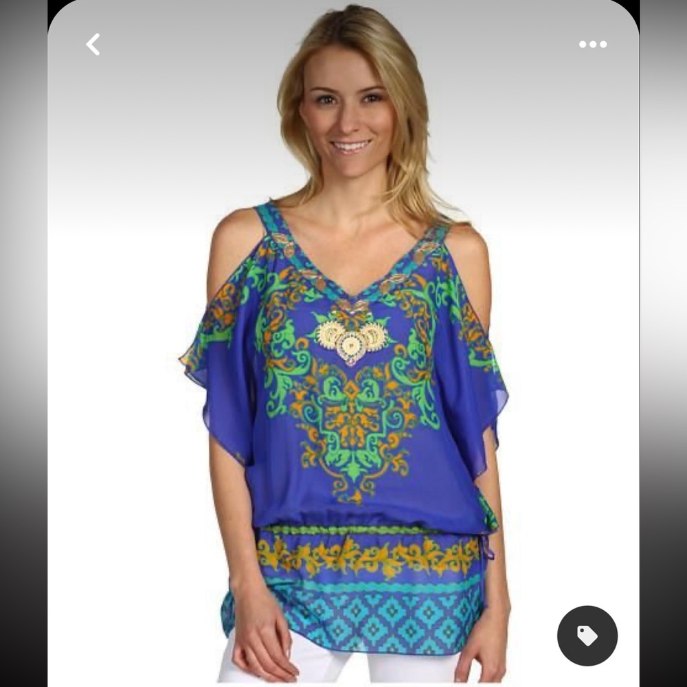 Royal Blue Filigree Cutout Top